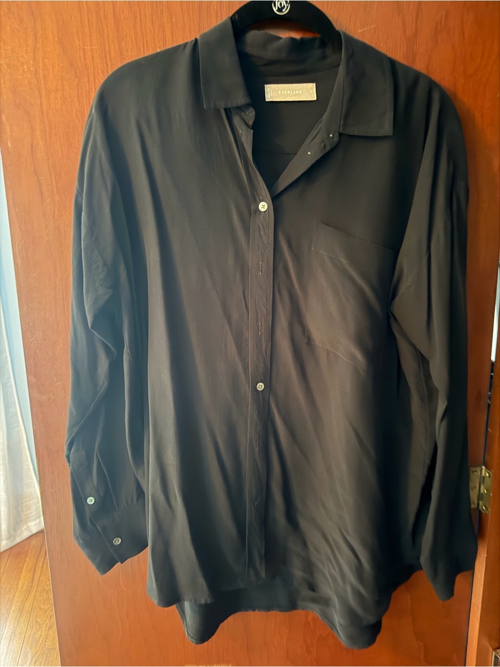 Everlane Black Button-Down Silk Blouse